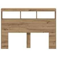 Testiera con Contenitore a LED Rovere Artigianale 140x17x102 cm 863129