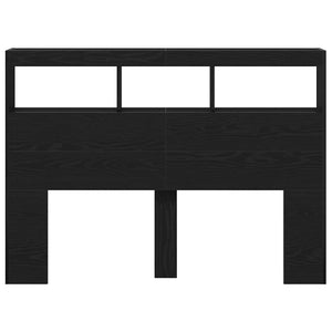 Testiera con Contenitore a LED Rovere Nero 140x17x102 cm 863130