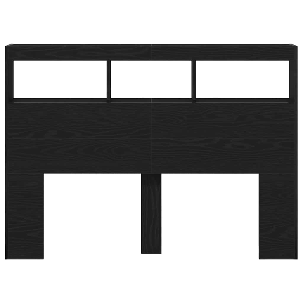 vidaXL Testiera con Contenitore a LED Rovere Nero 140x17x102 cm
