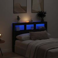 vidaXL Testiera con Contenitore a LED Rovere Nero 140x17x102 cm