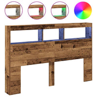 Testiera con Contenitore a LED Legno Antico 160x17x102 cm 863131