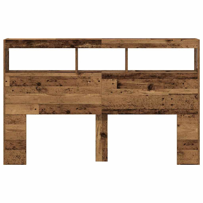 Testiera con Contenitore a LED Legno Antico 160x17x102 cm 863131