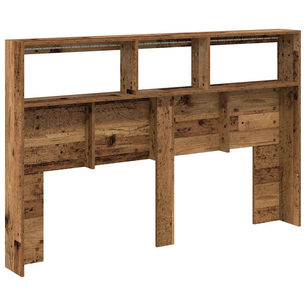 Testiera con Contenitore a LED Legno Antico 160x17x102 cm 863131
