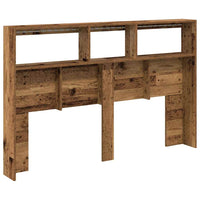 Testiera con Contenitore a LED-Testiera con Ripiani Legno Antico 160x17x102 cm