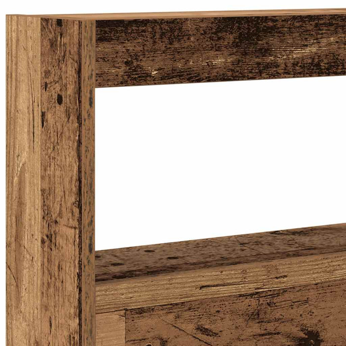 Testiera con Contenitore a LED Legno Antico 160x17x102 cm 863131