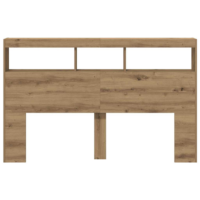 Testiera con Contenitore a LED Rovere Artigianale 160x17x102 cm 863132