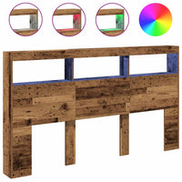 Testiera con Contenitore a LED Legno Antico 180x17x102 cm 863134