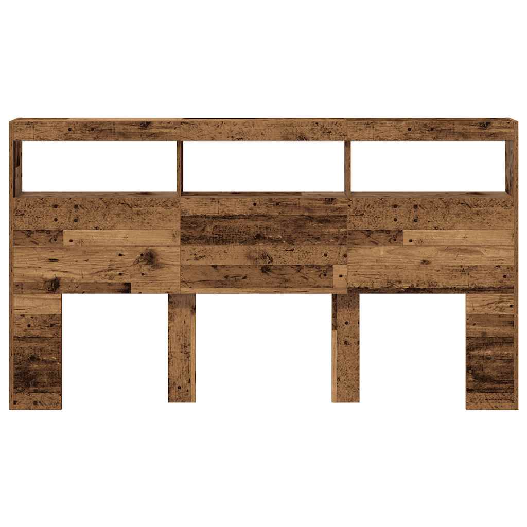 Testiera con Contenitore a LED Legno Antico 180x17x102 cm 863134