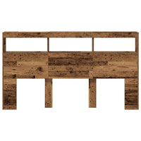 Testiera con Contenitore a LED Legno Antico 180x17x102 cm 863134