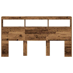 Testiera con Contenitore a LED Legno Antico 180x17x102 cm 863134