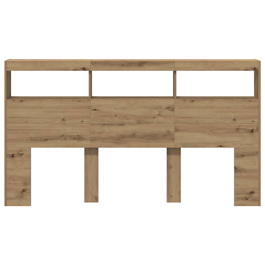 Testiera con Contenitore a LED Rovere Artigianale 180x17x102 cm 863135