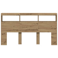 Testiera con Contenitore a LED Rovere Artigianale 180x17x102 cm 863135