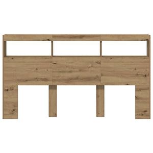 Testiera con Contenitore a LED Rovere Artigianale 180x17x102 cm 863135