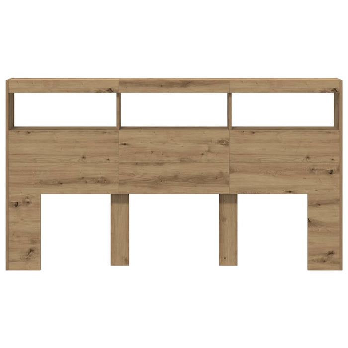 Testiera con Contenitore a LED Rovere Artigianale 180x17x102 cm 863135