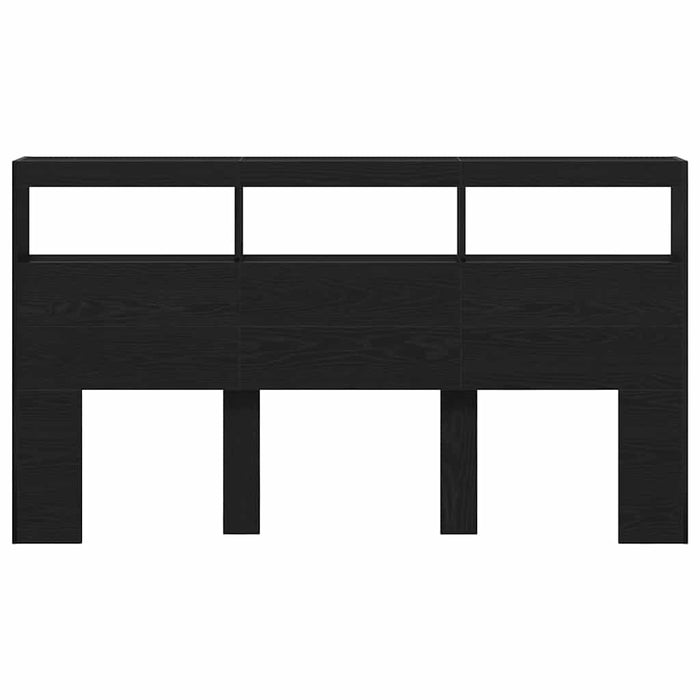 Testiera con Contenitore a LED Rovere Nero 180x17x102 cm 863136