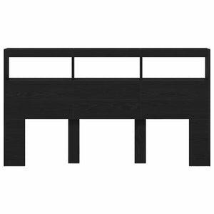 Testiera con Contenitore a LED-Testiera con Ripiani Rovere Nero 180x17x102 cm