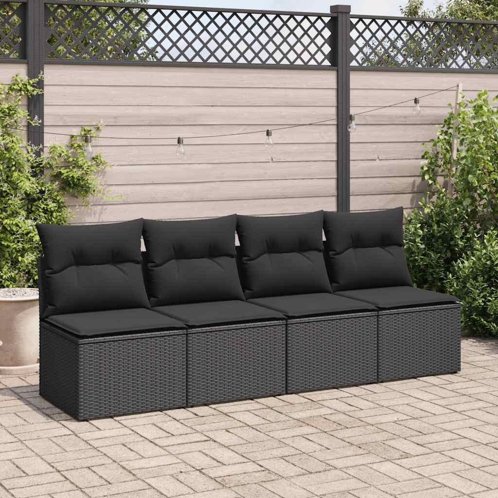 vidaXL Set Divani da Giardino con Cuscini 2 pz Nero Polyrattan Acacia