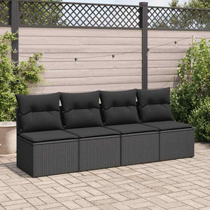 vidaXL Set Divani da Giardino con Cuscini 2 pz Nero Polyrattan Acacia