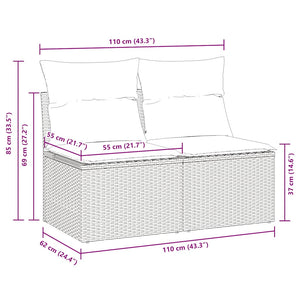 vidaXL Set Divani da Giardino con Cuscini 2 pz Nero Polyrattan Acacia