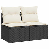 vidaXL Set Divani da Giardino con Cuscini 2 pz Nero Polyrattan Acacia