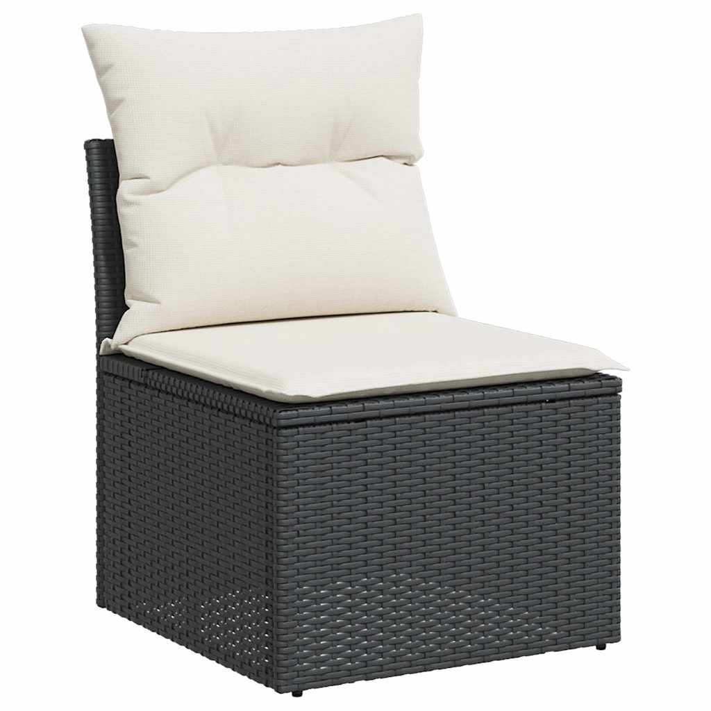 Set Divani da Giardino con Cuscini 2 pz Nero Polyrattan Acacia 3325232
