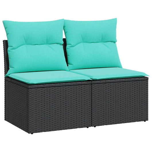 vidaXL Set Divani da Giardino con Cuscini 2 pz Nero Polyrattan Acacia