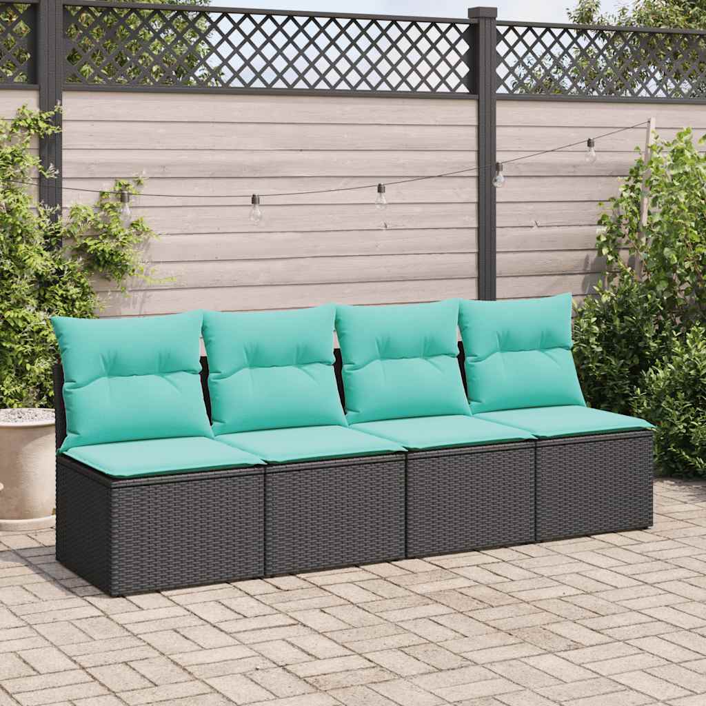 vidaXL Set Divani da Giardino con Cuscini 2 pz Nero Polyrattan Acacia