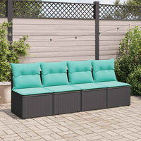 vidaXL Set Divani da Giardino con Cuscini 2 pz Nero Polyrattan Acacia