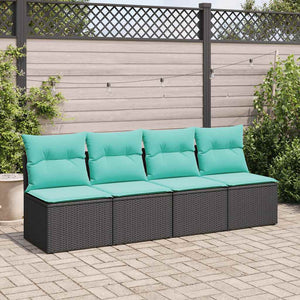 vidaXL Set Divani da Giardino con Cuscini 2 pz Nero Polyrattan Acacia