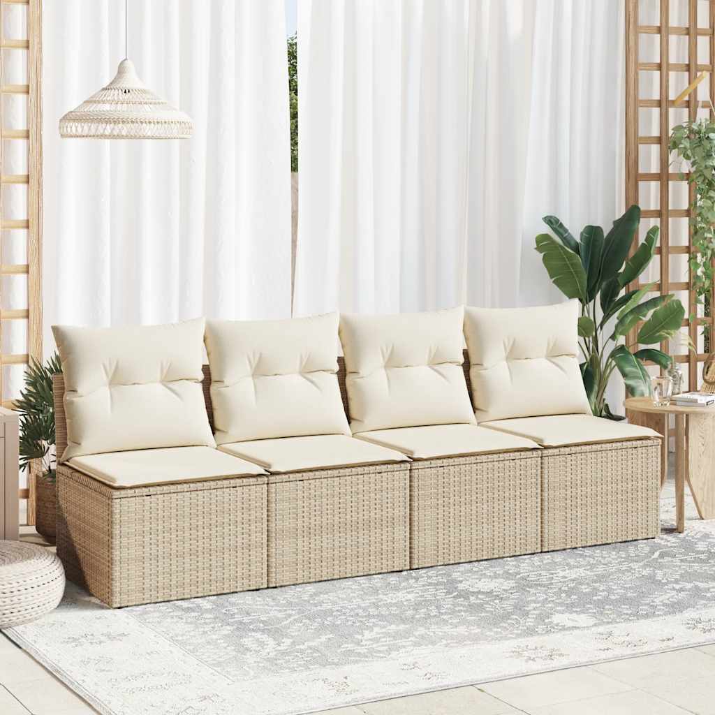 Set Divano da Giardino 2 pz con Cuscini-Sofa da Giardino-Divanetto da esterno Beige Polyrattan Acacia 595336