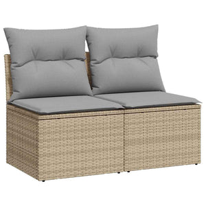 Set Divano da Giardino 2 pz con Cuscini-Sofa da Giardino-Divanetto da esterno Beige Polyrattan Acacia 902047