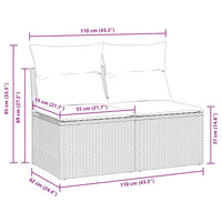 Set Divano da Giardino 2 pz con Cuscini-Sofa da Giardino-Divanetto da esterno Beige Polyrattan Acacia 902047