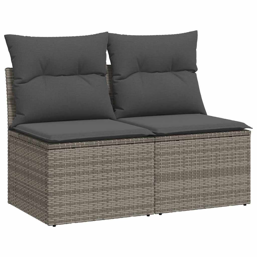 Set Divano Giardino 2 pz con Cuscini-Sofa da Giardino-Divanetto da esterno Grigio Polyrattan Acacia 992407