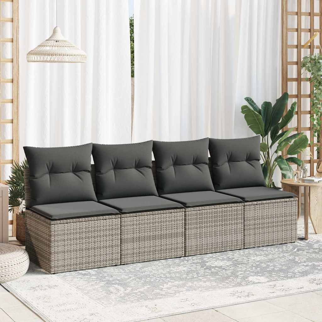 Set Divano Giardino 2 pz con Cuscini-Sofa da Giardino-Divanetto da esterno Grigio Polyrattan Acacia 992407