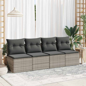Set Divano Giardino 2 pz con Cuscini-Sofa da Giardino-Divanetto da esterno Grigio Polyrattan Acacia 992407