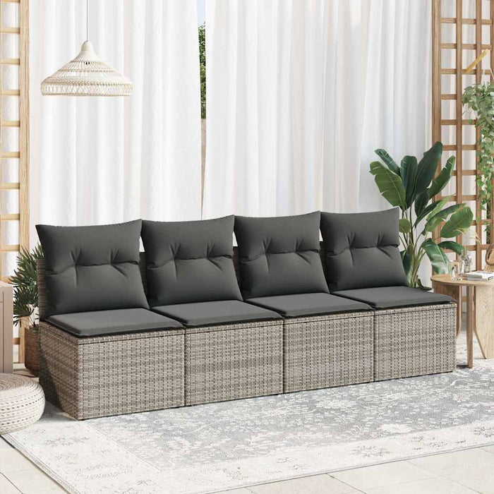 Set Divano Giardino 2 pz con Cuscini-Sofa da Giardino-Divanetto da esterno Grigio Polyrattan Acacia 992407