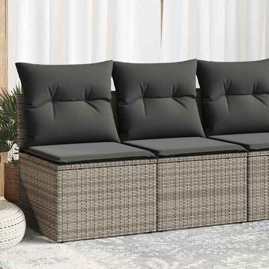 Set Divano Giardino 2 pz con Cuscini-Sofa da Giardino-Divanetto da esterno Grigio Polyrattan Acacia 992407