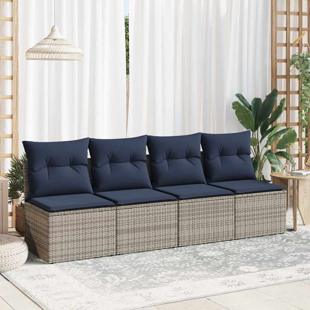 Set Divano Giardino 2 pz con Cuscini-Sofa da Giardino-Divanetto da esterno Grigio Polyrattan Acacia 888847