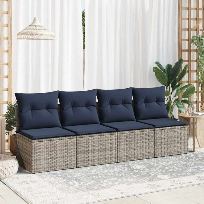 Set Divano Giardino 2 pz con Cuscini-Sofa da Giardino-Divanetto da esterno Grigio Polyrattan Acacia 888847