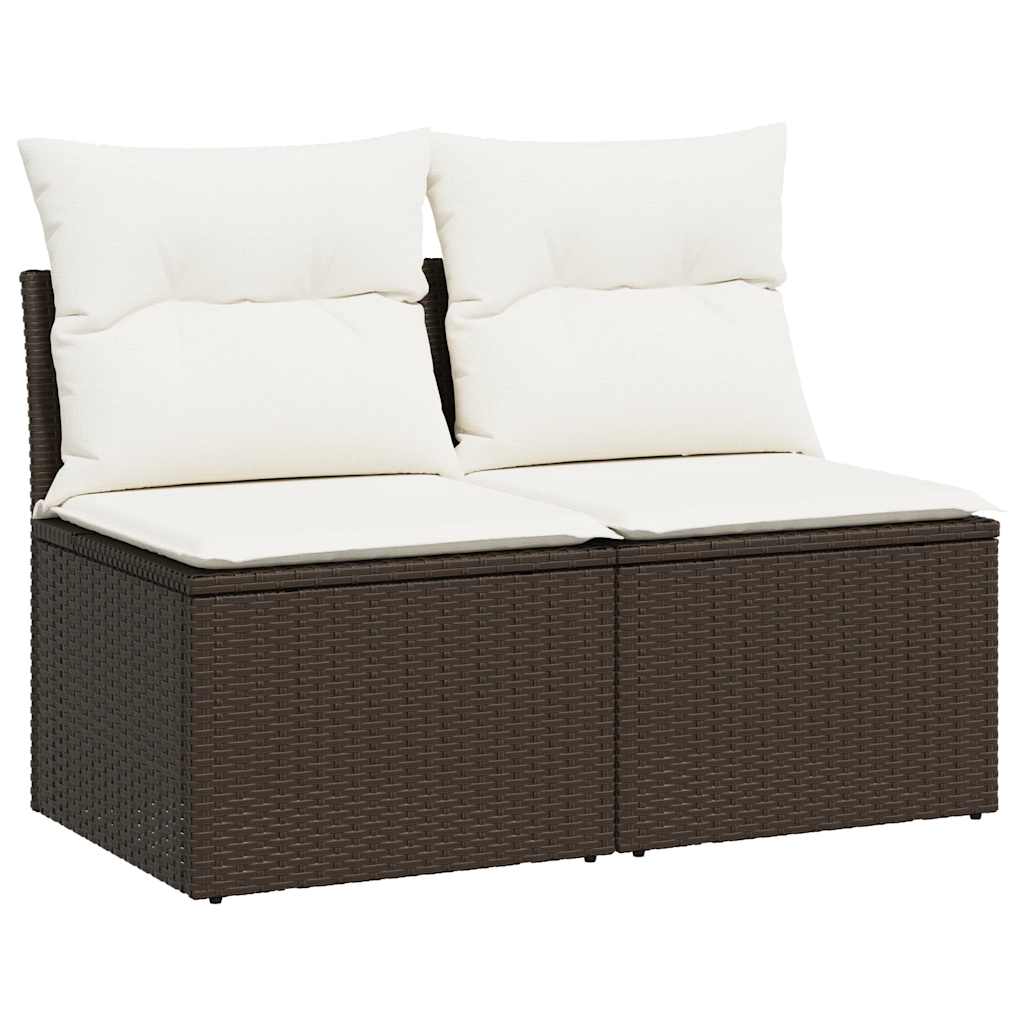 Set Divano Giardino 4 pz con Cuscini-Sofa da Giardino-Divanetto da esterno Marrone Polyrattan Acacia 103148