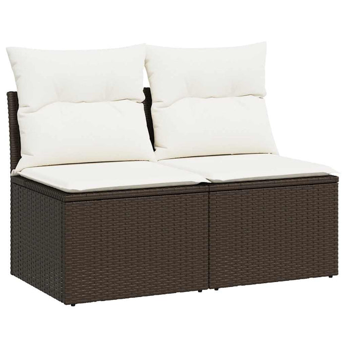 vidaXL Set Divano Giardino 4 pz con Cuscini Marrone Polyrattan Acacia