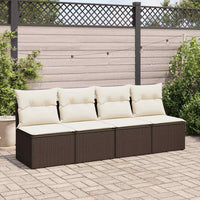 vidaXL Set Divano Giardino 4 pz con Cuscini Marrone Polyrattan Acacia