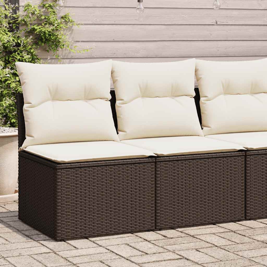 Set Divano Giardino 4 pz con Cuscini-Sofa da Giardino-Divanetto da esterno Marrone Polyrattan Acacia 103148