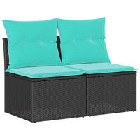 Set Divani da Giardino con Cuscini 2 pz Nero Polyrattan Acacia 3325243