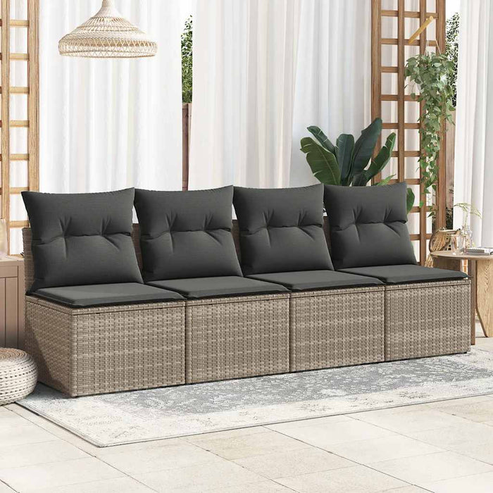 Set Divano Giardino 2 pz con Cuscini-Sofa da Giardino-Divanetto da esterno Grigio Polyrattan Acacia 486888