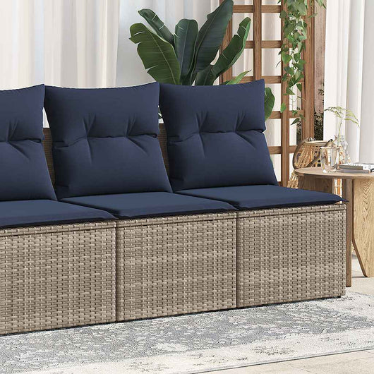 Set Divano Giardino 2 pz con Cuscini-Sofa da Giardino-Divanetto da esterno Grigio Polyrattan Acacia 533608