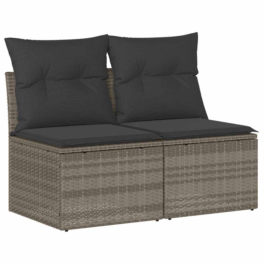 Divano Giardino 2pz con Cuscini-Sofa da Giardino-Divanetto da esterno Grigio Chiaro Polyrattan Acacia 154951