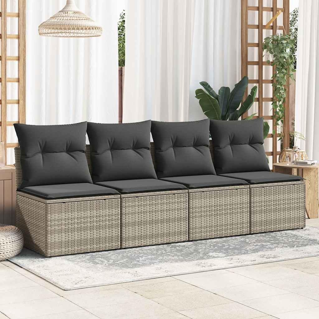 Divano Giardino 2pz con Cuscini-Sofa da Giardino-Divanetto da esterno Grigio Chiaro Polyrattan Acacia 154951