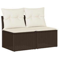Set Divano Giardino 4 pz con Cuscini-Sofa da Giardino-Divanetto da esterno Marrone Polyrattan Acacia 452335