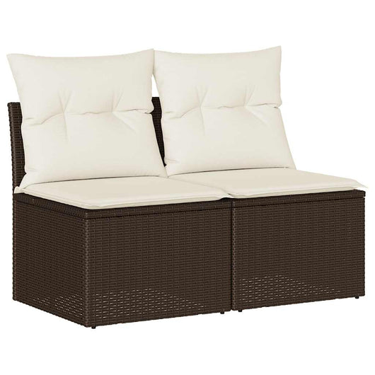 Set Divano Giardino 4 pz con Cuscini-Sofa da Giardino-Divanetto da esterno Marrone Polyrattan Acacia 452335